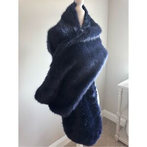 Elegant Faux Fur Wrap in Midnight Blue